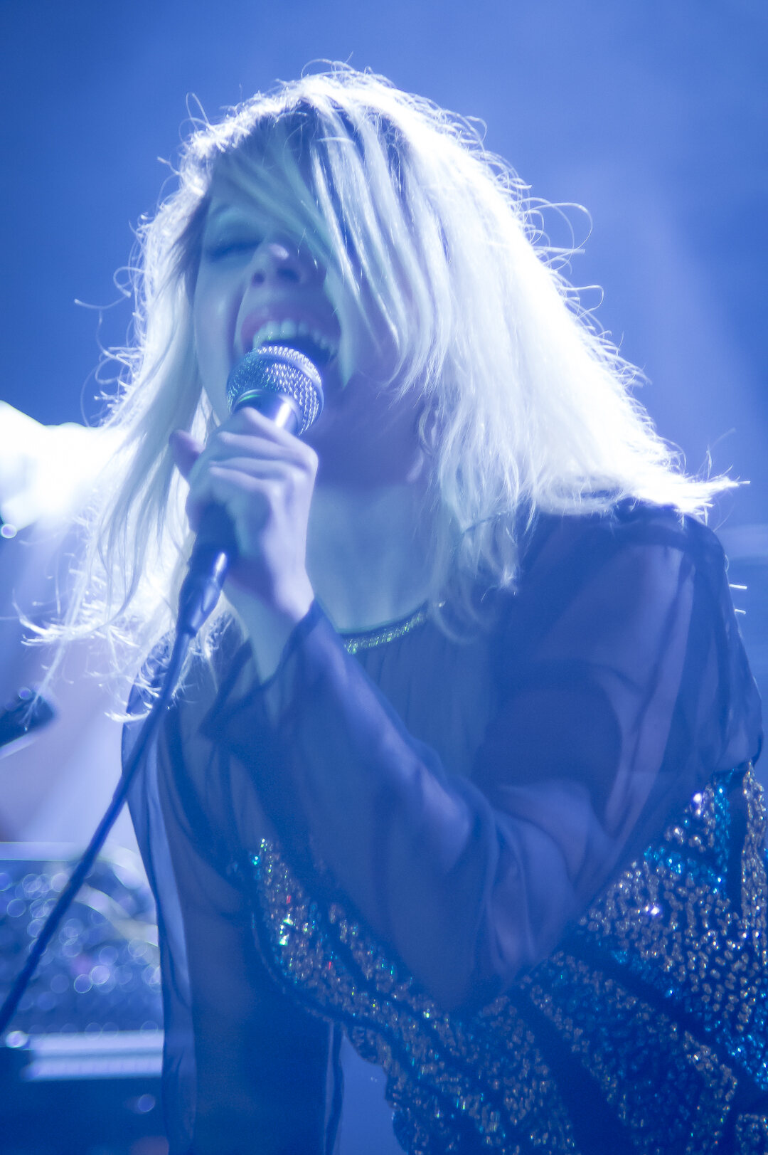 Little Boots performing at The Echo under blue and red stage light